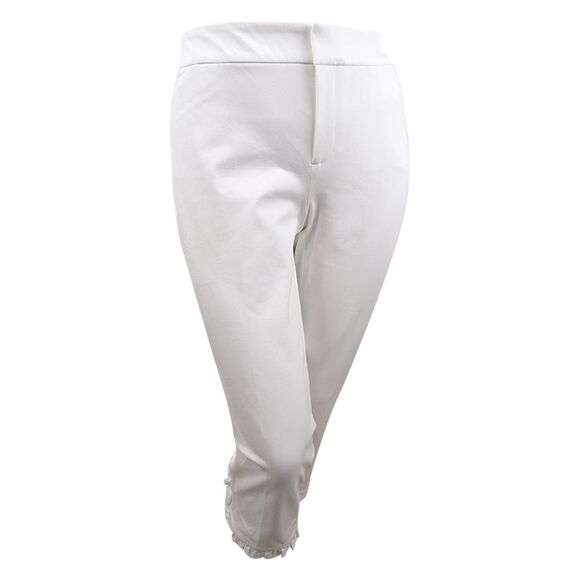 Charter Club Women's Plus Tummy-Control Ruffle-Cuff Pants (14W, Bright White) - Picture 1 of 2